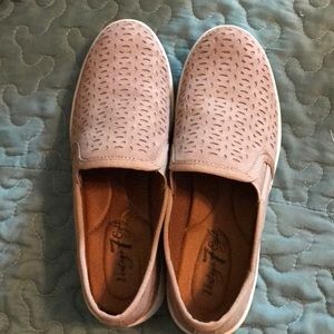 Beige slip on shoes